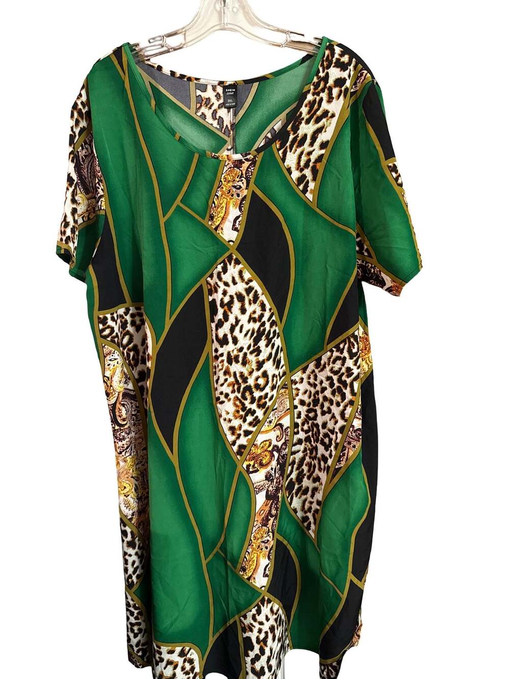 SHEIN CURVE Plus Size Geometric Leopard Print Tunic Dress 3XL